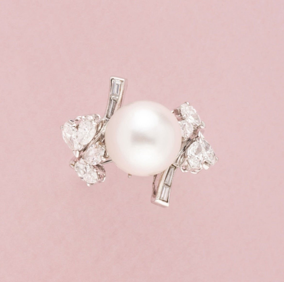 Bague en or blanc 18K perle et diamants - Castafiore