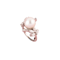 Bague en or blanc 18K perle et diamants - Castafiore