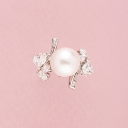 Bague en or blanc 18K perle et diamants - Castafiore