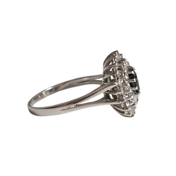 Bague en or blanc 18k saphir et diamants - Castafiore