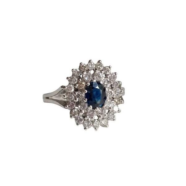 Bague en or blanc 18k saphir et diamants - Castafiore