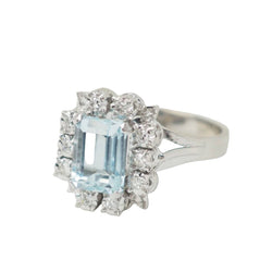 Bague en or blanc, aigue marine et diamants - Castafiore