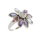 Bague en or blanc, améthyste, topaze, quartz et diamants - Castafiore