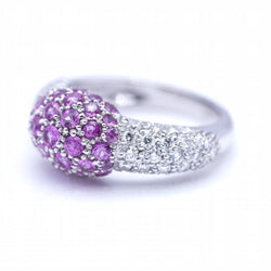 Bague en or blanc avec diamants et saphirs roses - Castafiore
