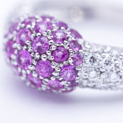 Bague en or blanc avec diamants et saphirs roses - Castafiore
