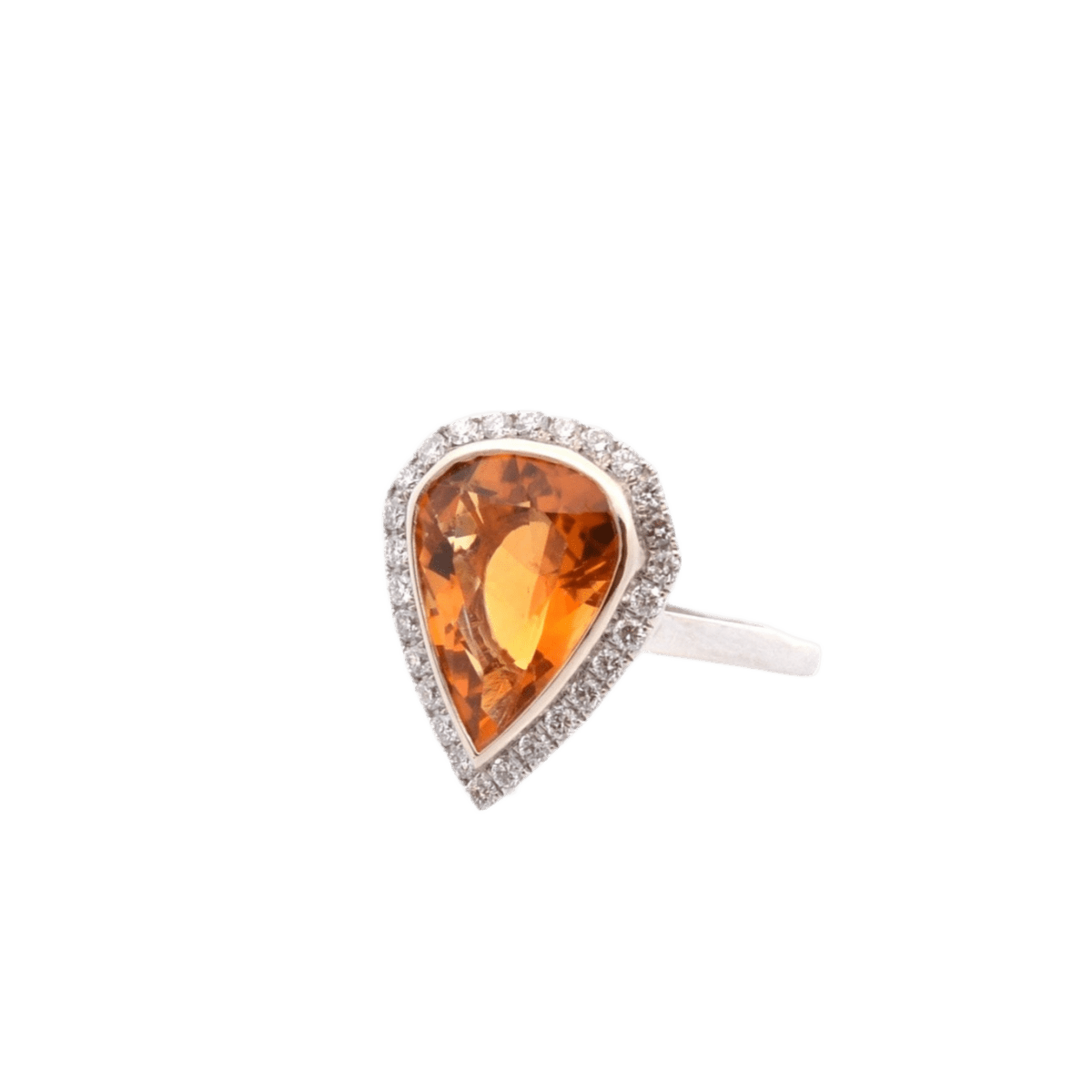 Bague en or blanc, citrine et diamants - Castafiore