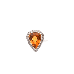 Bague en or blanc, citrine et diamants - Castafiore