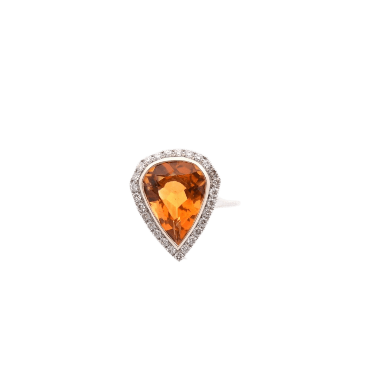 Bague en or blanc, citrine et diamants - Castafiore