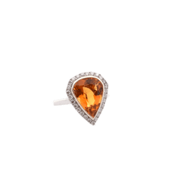 Bague en or blanc, citrine et diamants - Castafiore