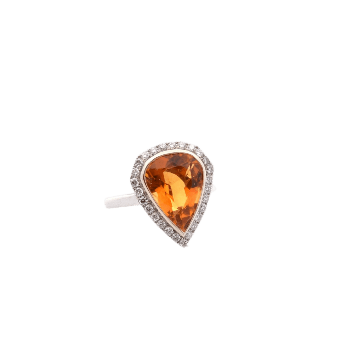 Bague en or blanc, citrine et diamants - Castafiore