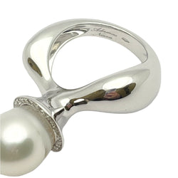 Bague en or blanc diamants et perle - Castafiore