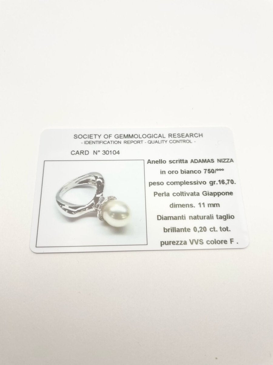 Bague en or blanc diamants et perle - Castafiore