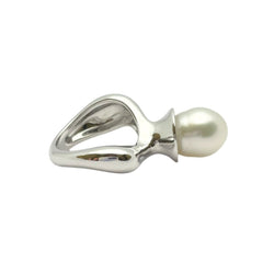 Bague en or blanc diamants et perle - Castafiore