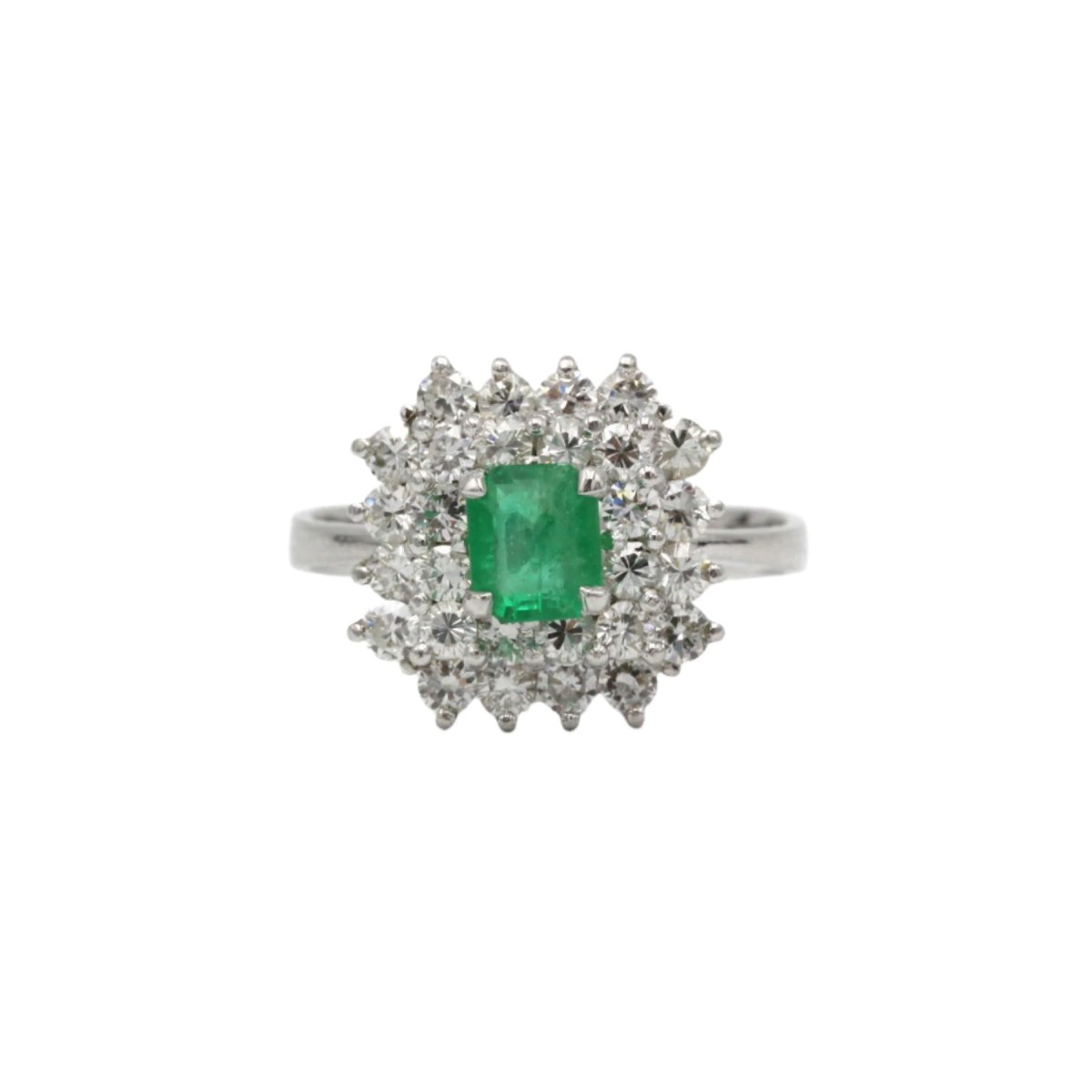 Bague en or blanc, émeraude et diamants - Castafiore