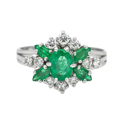 Bague en or blanc, émeraudes et diamants - Castafiore