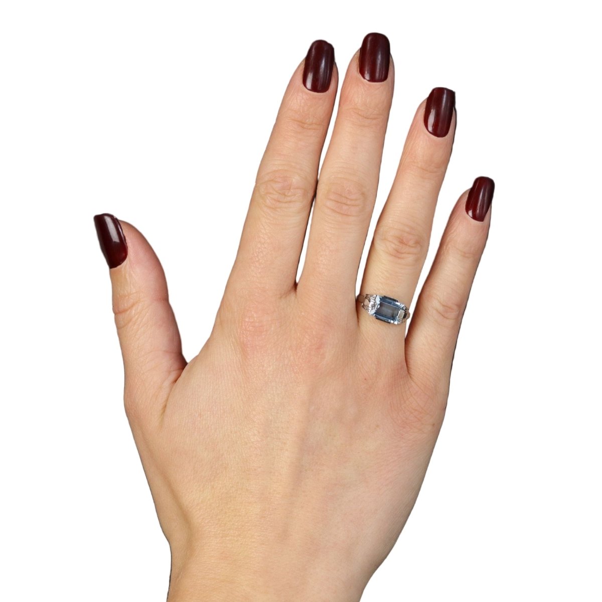 Bague en or blanc et aigue - marine - Castafiore