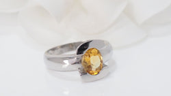 Bague en or blanc et citrine - Castafiore
