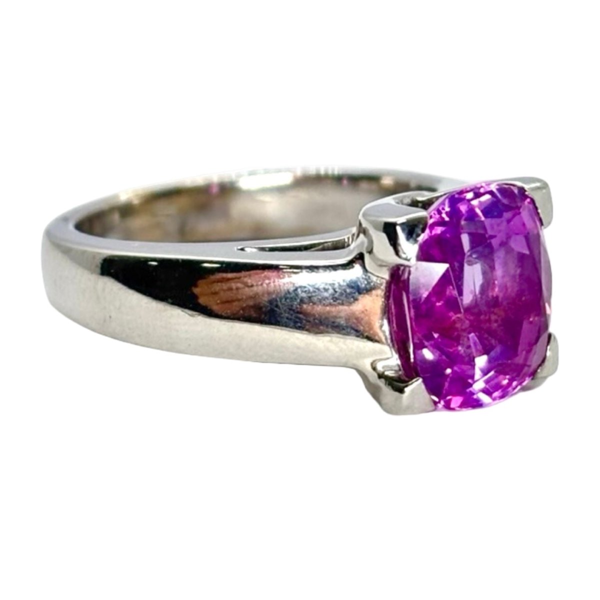 Bague en or blanc et saphir rose - Castafiore