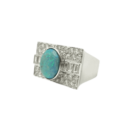Bague en or blanc, opale et diamants - Castafiore