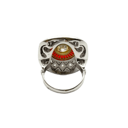 Bague en or blanc, or jaune, émail et diamants - Castafiore