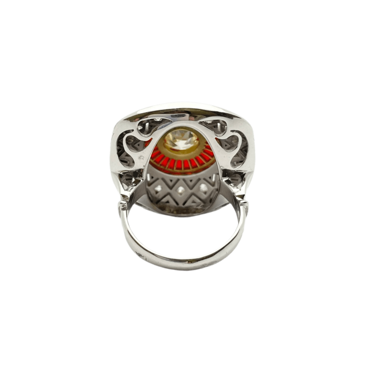Bague en or blanc, or jaune, émail et diamants - Castafiore