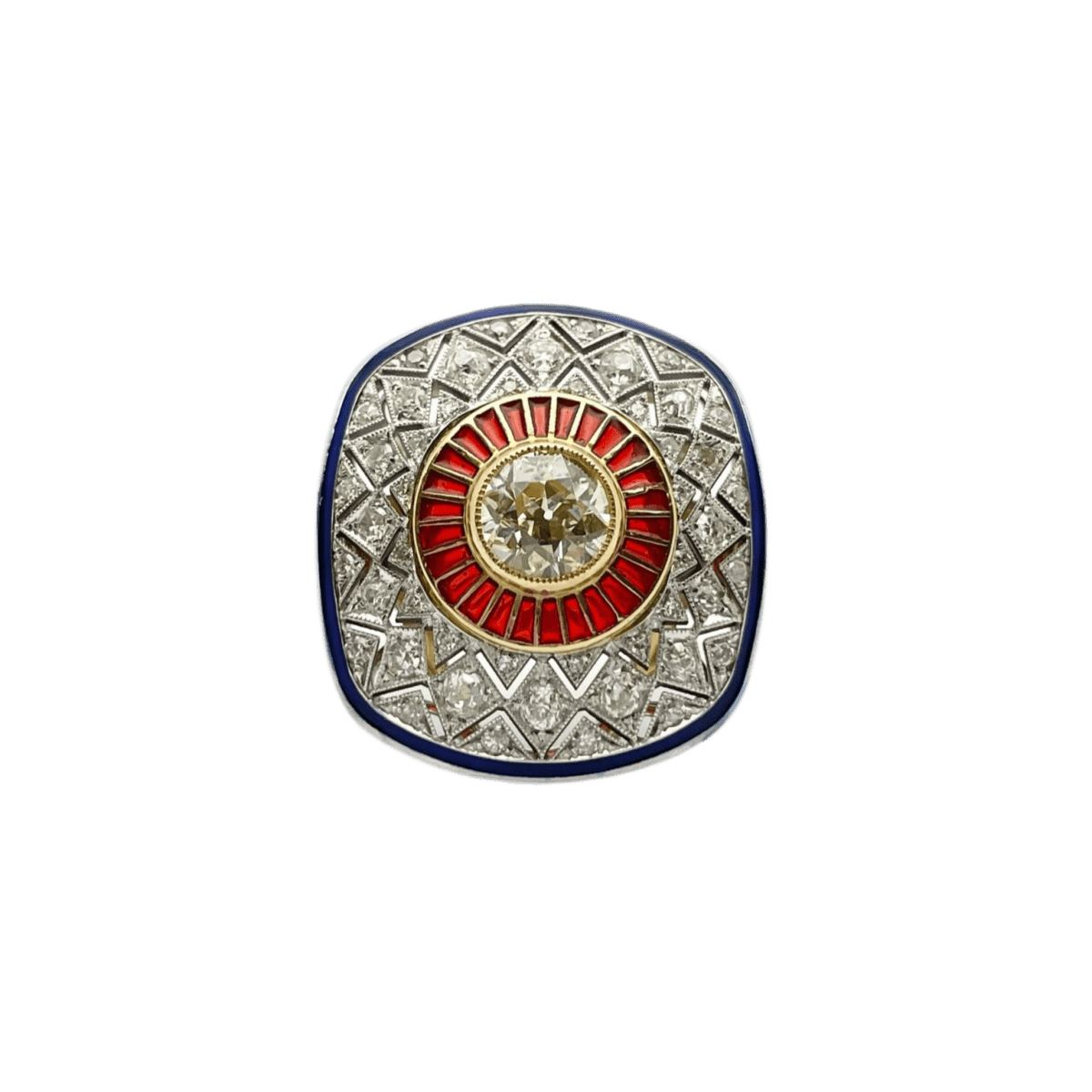 Bague en or blanc, or jaune, émail et diamants - Castafiore