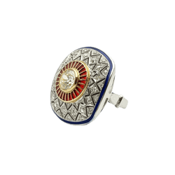 Bague en or blanc, or jaune, émail et diamants - Castafiore