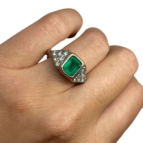 Bague en or blanc, or jaune, émeraude et diamants - Castafiore