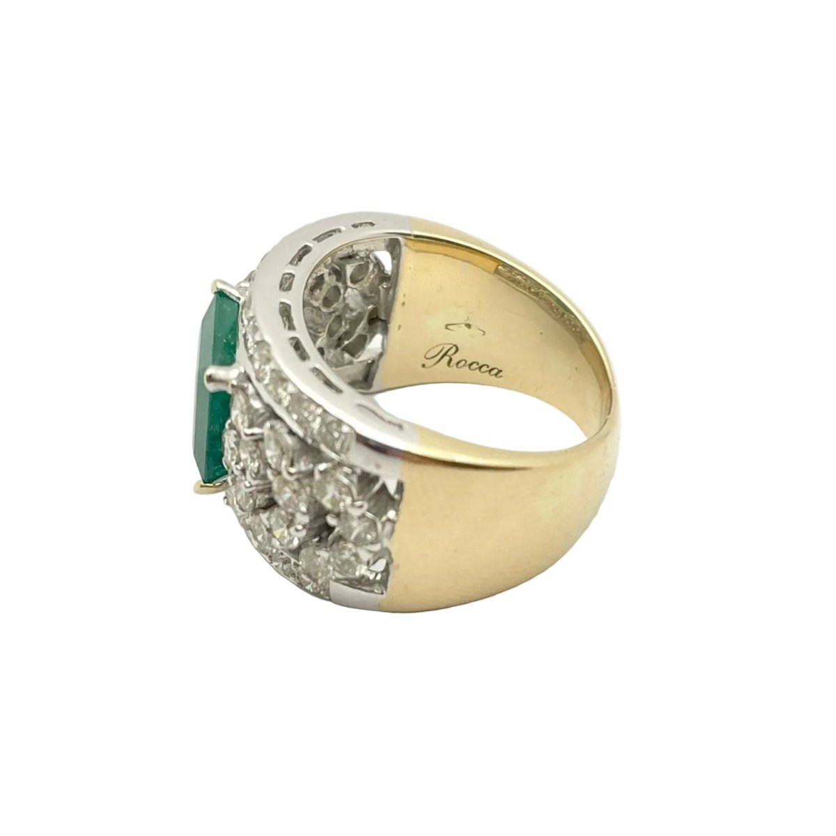 Bague en or blanc, or jaune, émeraude et diamants - Castafiore