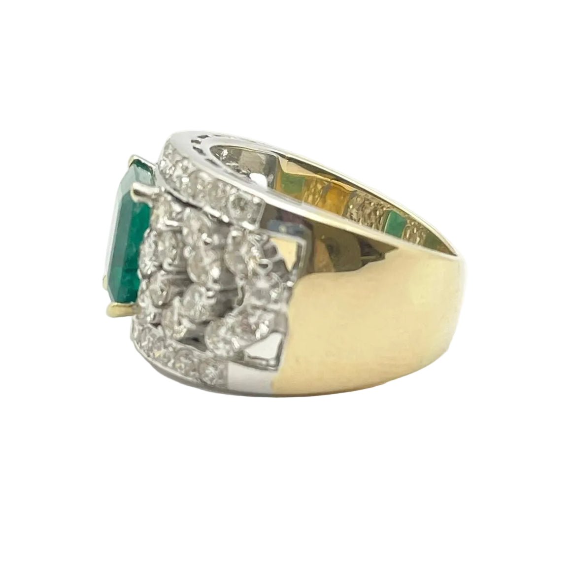 Bague en or blanc, or jaune, émeraude et diamants - Castafiore