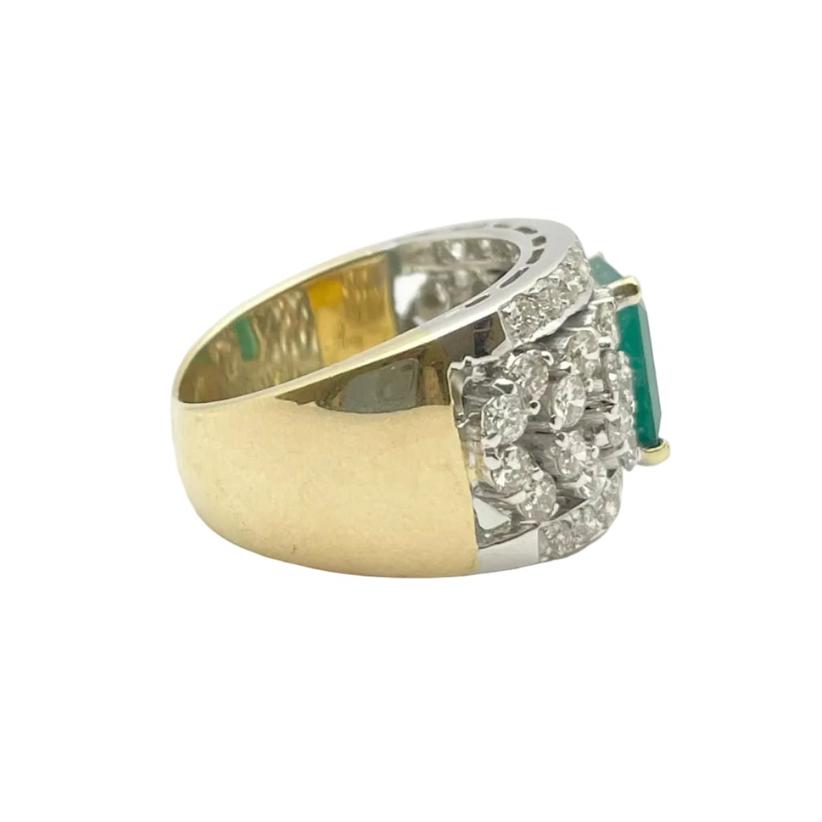 Bague en or blanc, or jaune, émeraude et diamants - Castafiore