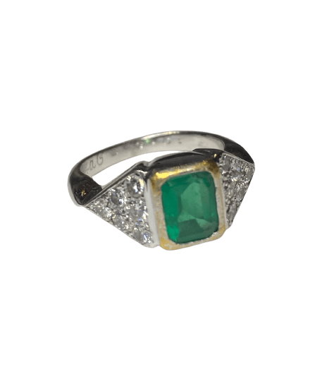 Bague en or blanc, or jaune, émeraude et diamants - Castafiore