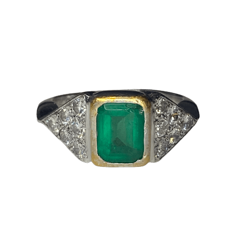 Bague en or blanc, or jaune, émeraude et diamants - Castafiore