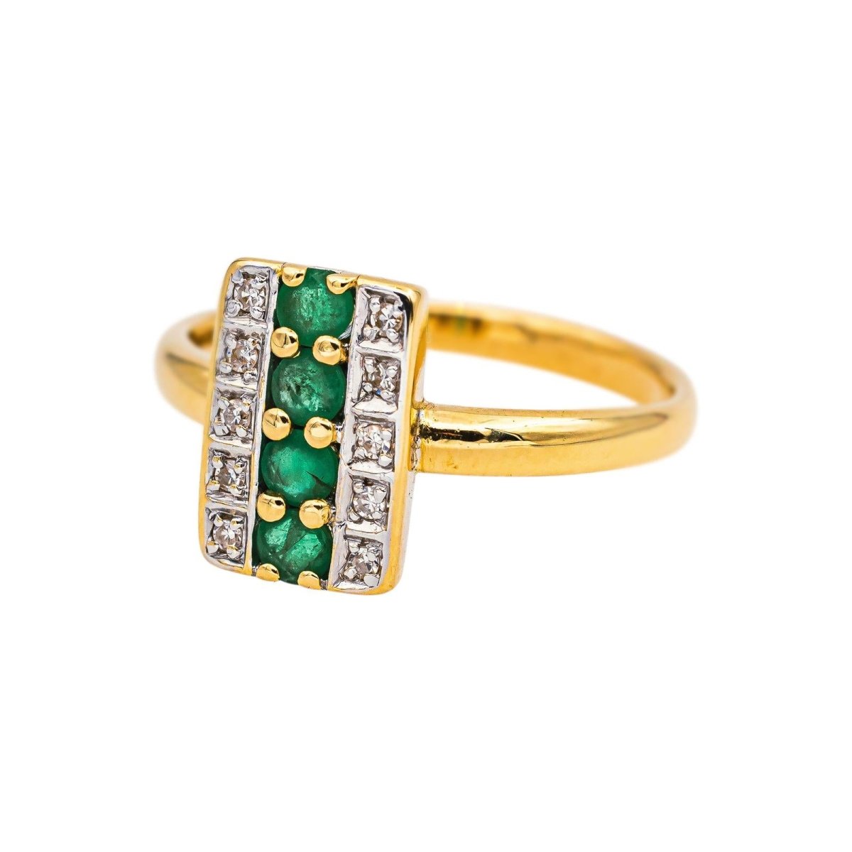 Bague en or blanc, or jaune, émeraudes et diamants - Castafiore