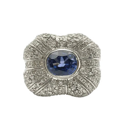 Bague en or blanc, or jaune, saphir et diamants - Castafiore