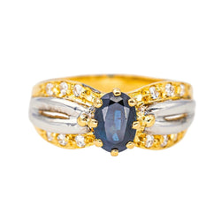 Bague en or blanc, or jaune, saphir et diamants - Castafiore