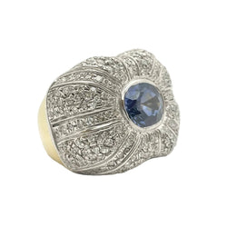 Bague en or blanc, or jaune, saphir et diamants - Castafiore