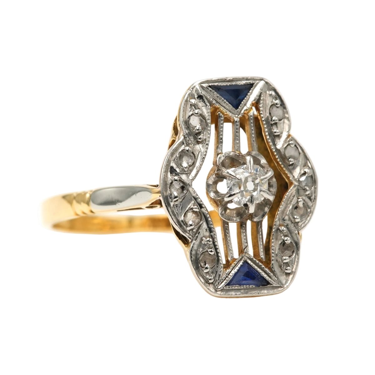 Bague en or blanc, or jaune, saphirs et diamants - Castafiore