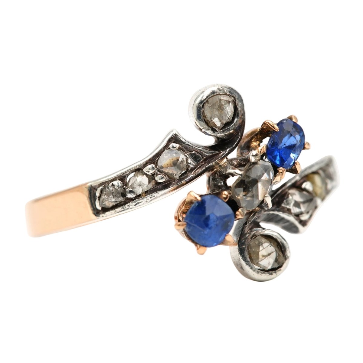 Bague en or blanc, or jaune, saphirs et diamants - Castafiore