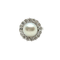 Bague en or blanc, perle de culture et diamants - Castafiore