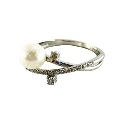 Bague en or blanc perle et diamants - Castafiore