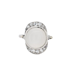 Bague en or blanc, Pierre de Lune et diamants - Castafiore