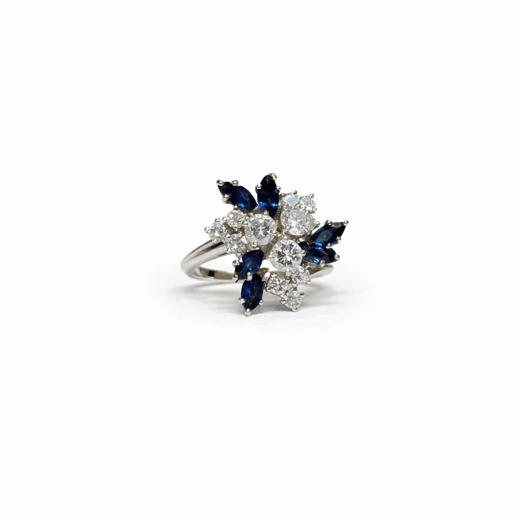 Bague en or blanc, platine, saphirs et diamants - Castafiore