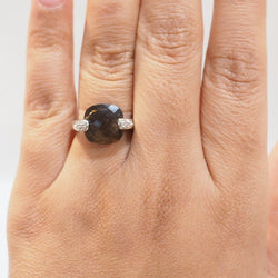 Bague en or blanc, quartz fumé et diamants - Castafiore