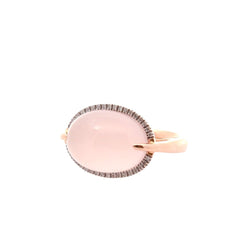 Bague en or blanc, quartz rose et diamants - Castafiore
