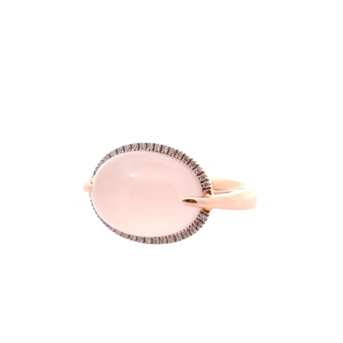 Bague en or blanc, quartz rose et diamants - Castafiore