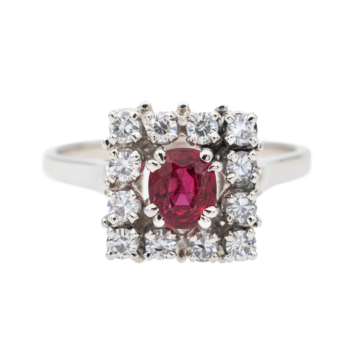 Bague en or blanc, rubis et diamant - Castafiore