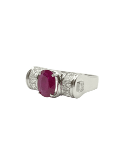Bague en or blanc, rubis et diamants - Castafiore
