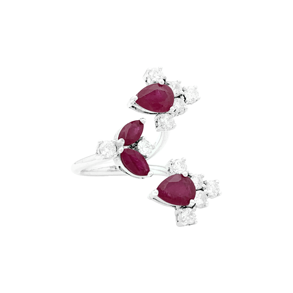 Bague en or blanc, rubis et diamants - Castafiore