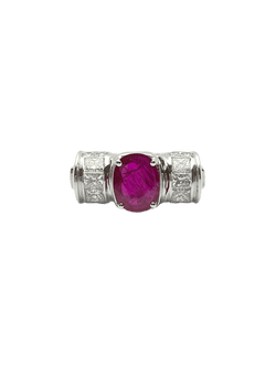 Bague en or blanc, rubis et diamants - Castafiore